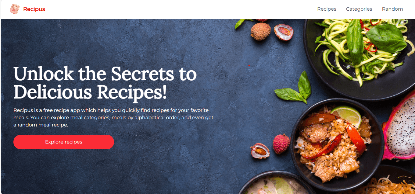 Recipus homepage screenshot